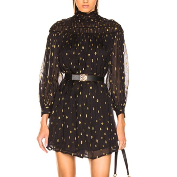 FRAME Smocked Metallic Print Dress - Picture 4 of 4